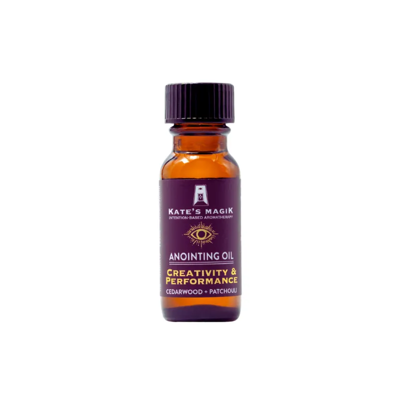 Kates Magik Creativity & Performance anointing oil ritual bottle with earthy blend
