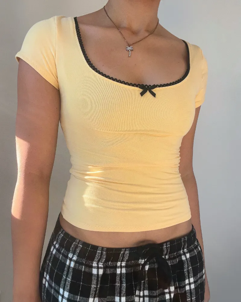 Bit By Angie Bumblebee scoop baby tee in black and light yellow
