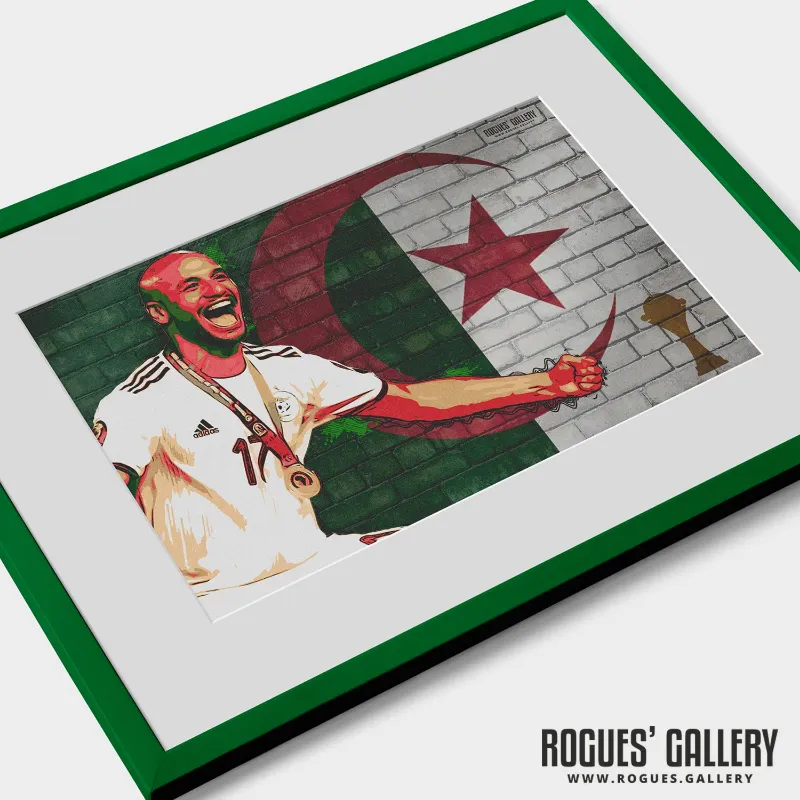 Rogues Gallery Algeria AFCON Guedioura Champions A3 Print commemorating the 2019 tournament