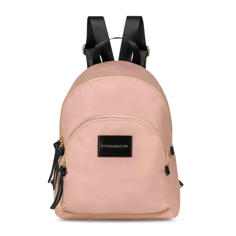 Bond & Mason The Kinsley Backpack shown as a roomy nylon and vegan leather backpack