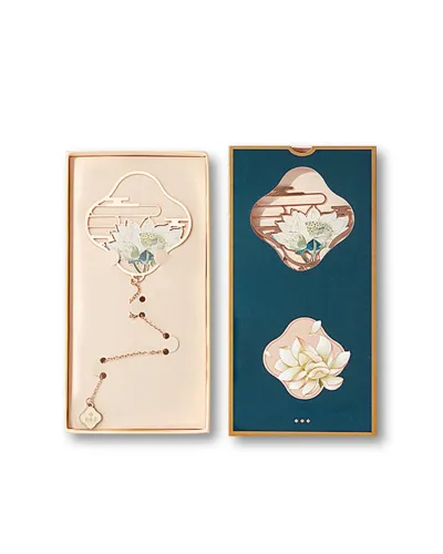 Florasis Metallic Lotus Bookmark, gold lotus-shaped bookmark on white background