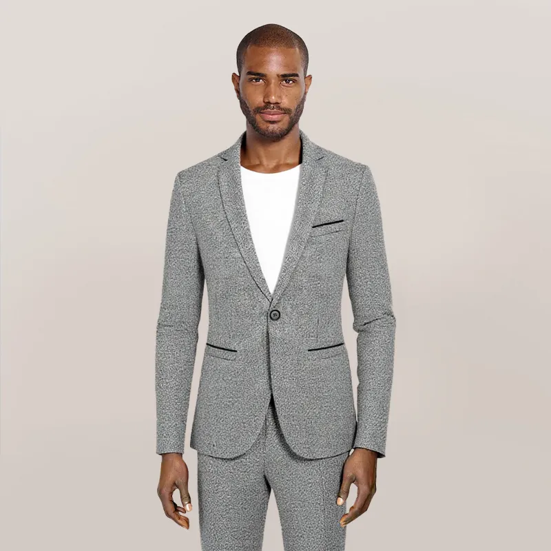 Cloudstyle 5188 Series Notch Lapel Single-Breasted Blazer Grey