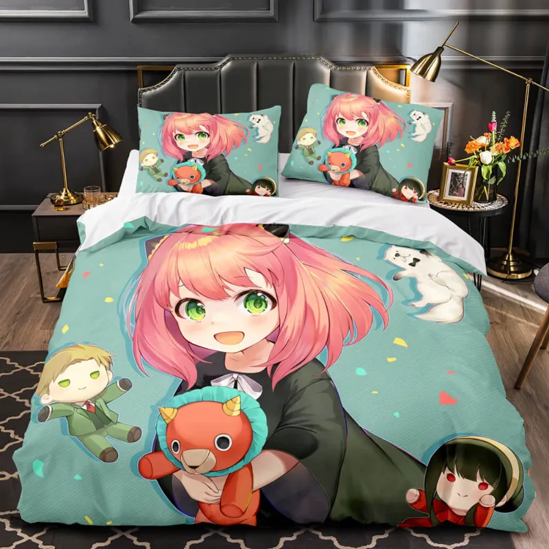EBuycos Anime SPY×FAMILY Pattern Bedding Set Quilt Cover Without Filler, showing printed manga artwork