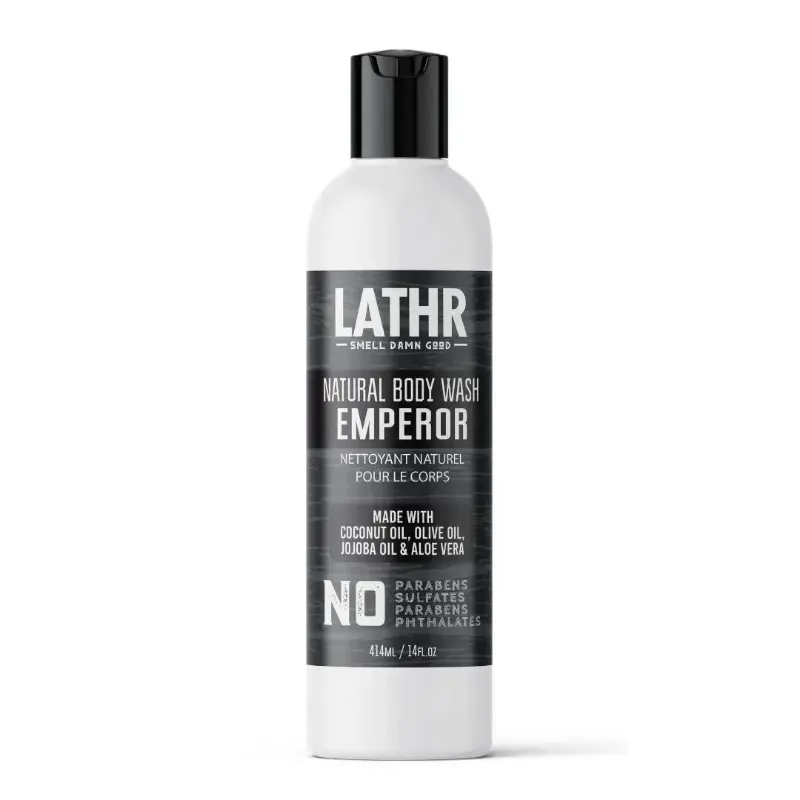 LATHR Emperor Body Wash bottle with natural coconut and jojoba oils