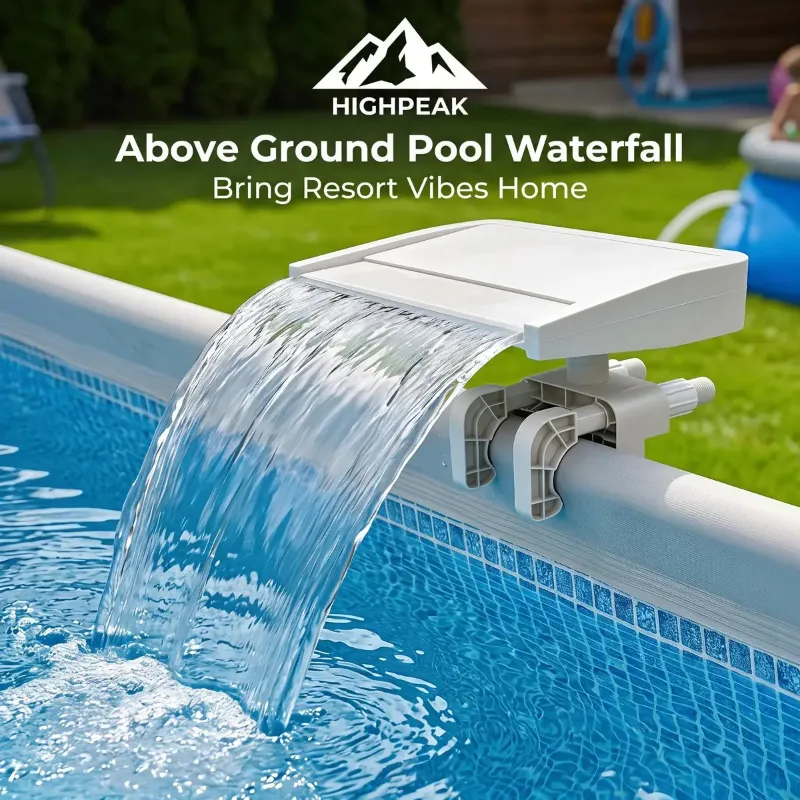 HighPeak Above Ground Pool Waterfall, a cascade fountain attachment flowing into a framed pool