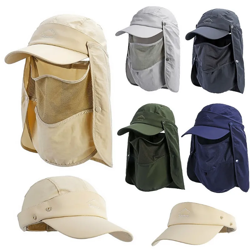 PUPU Sports UPF 50+ Foldable Fisherman Hat Sun Protection Wide Brim Sun Visor with mesh panels and chin strap