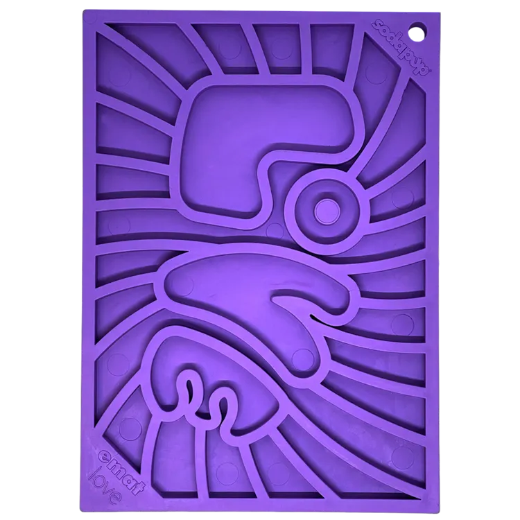 Soda Pup Groovy Love eMat small enrichment lick mat with retro peace and love design