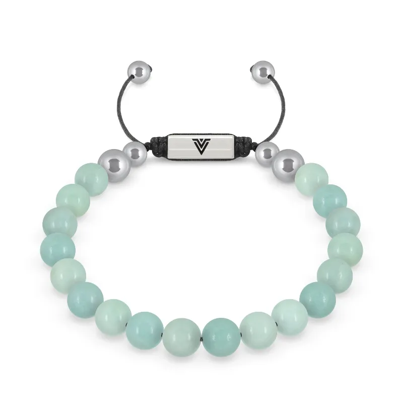 VOLTLIN Amazonite Shambala Bracelet with amazonite beads on black nylon cord