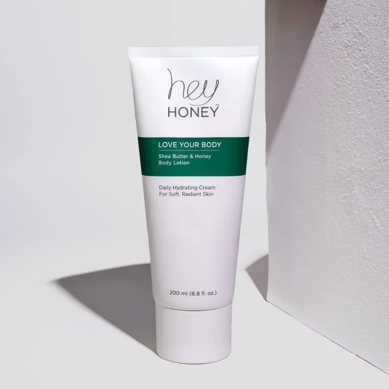 Hey Honey LOVE YOUR BODY Shea Butter and Honey Body Lotion bottle