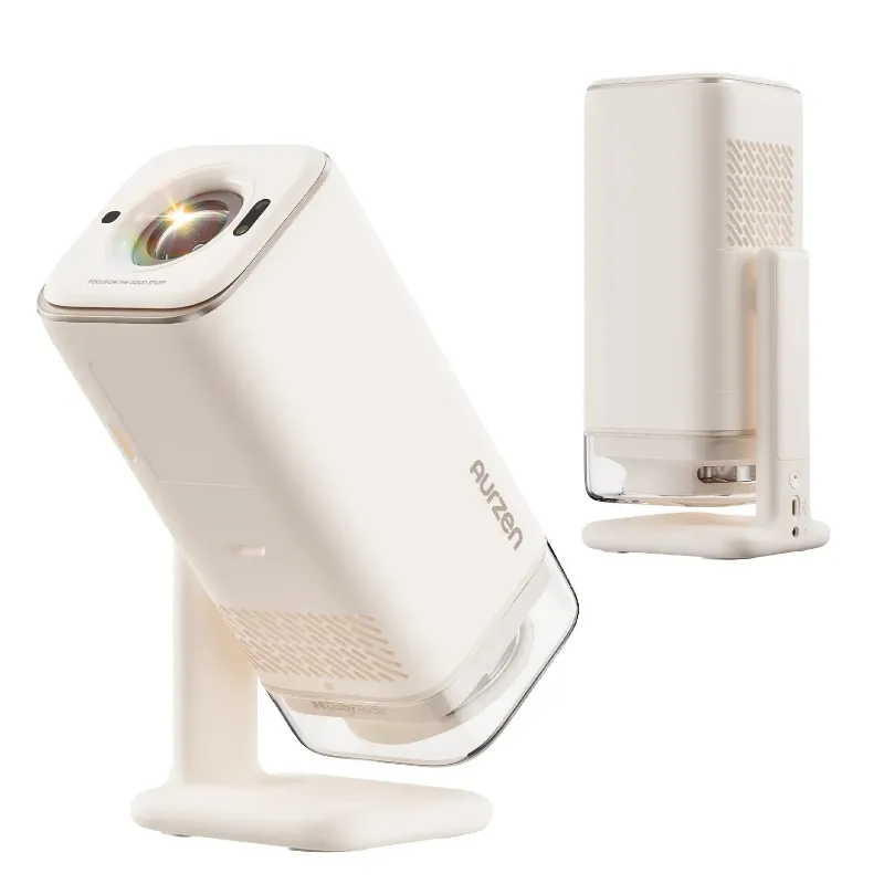 Aurzen BOOM air Google TV smart projector US version showing compact lightweight design and Google TV interface