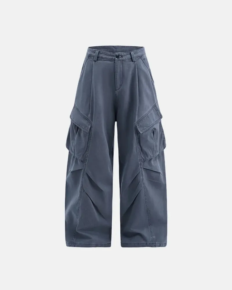 INFLATION Baggy Cargo Pants with Multiple Pockets in washed cotton with utility styling