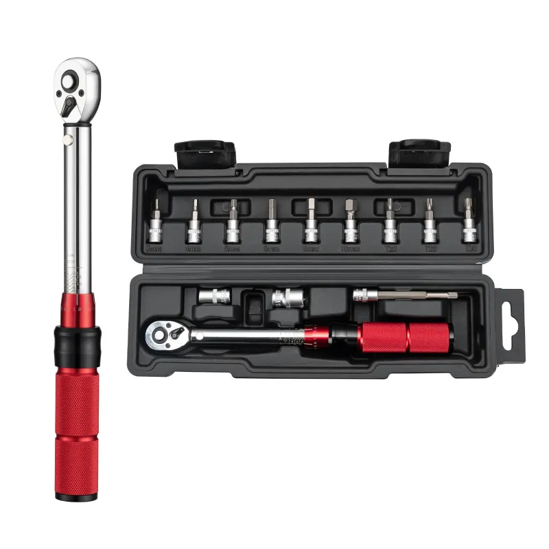 RockBros US Adjustable Torque Wrench Set with socket bits and carrying case