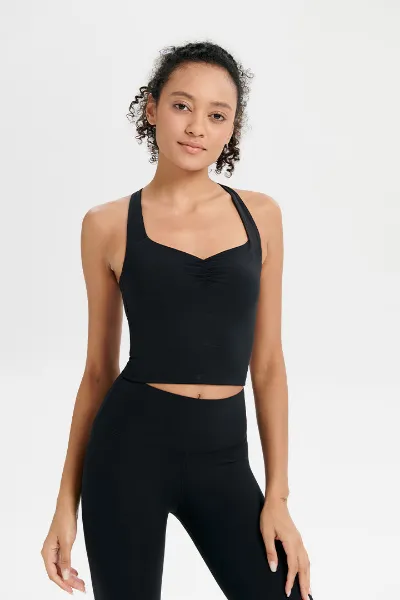 SALTUM Gathered Front Workout Tank Top with signature ruching detail and flattering silhouette