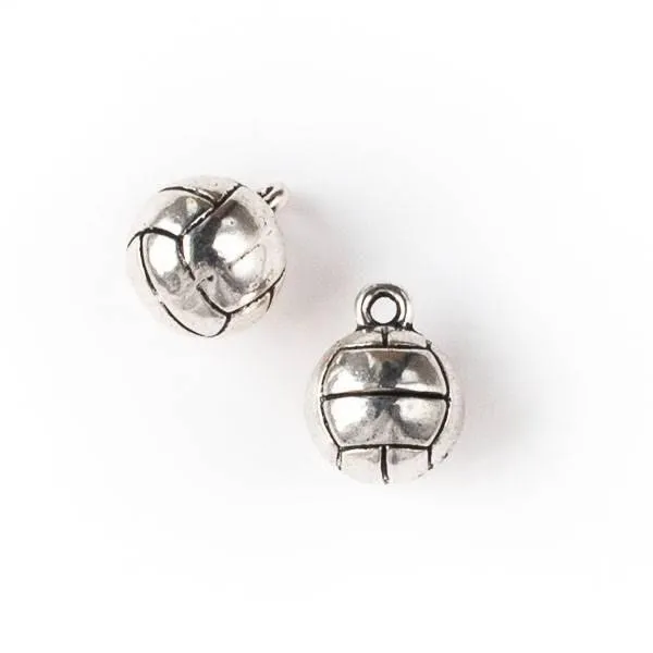 Cherry Tree Beads Silver Volleyball Charms, 11x14mm, pack of 10
