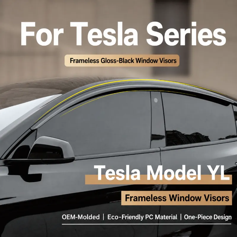 Tesstudio 4-Piece PC Window Rain Guards installed on Tesla Model Y L side windows