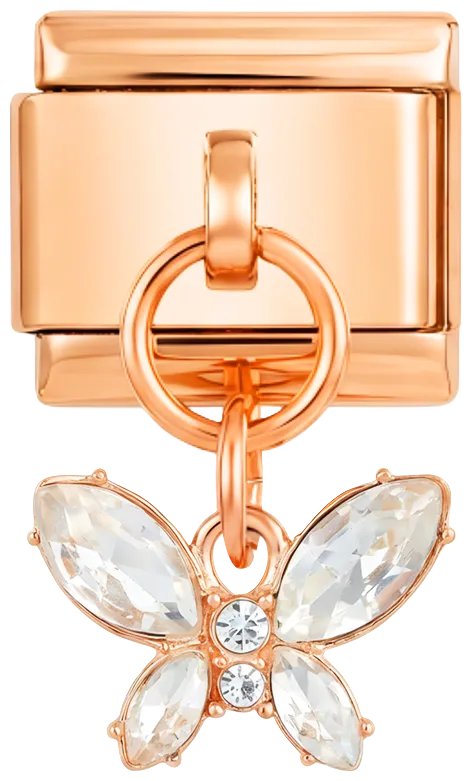 Charms Official Butterfly with Large Stones on Rose Gold charm with crystal embellishment