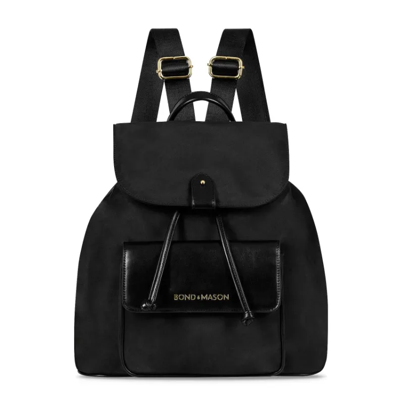 Bond & Mason The Harper Backpack showing compact backpack with gold-tone hardware