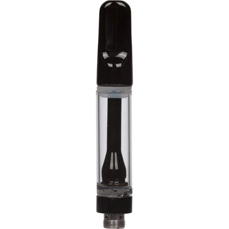 Airvape Unique Full Ceramic Black Cartridge 1 ml beside an OM long cap device