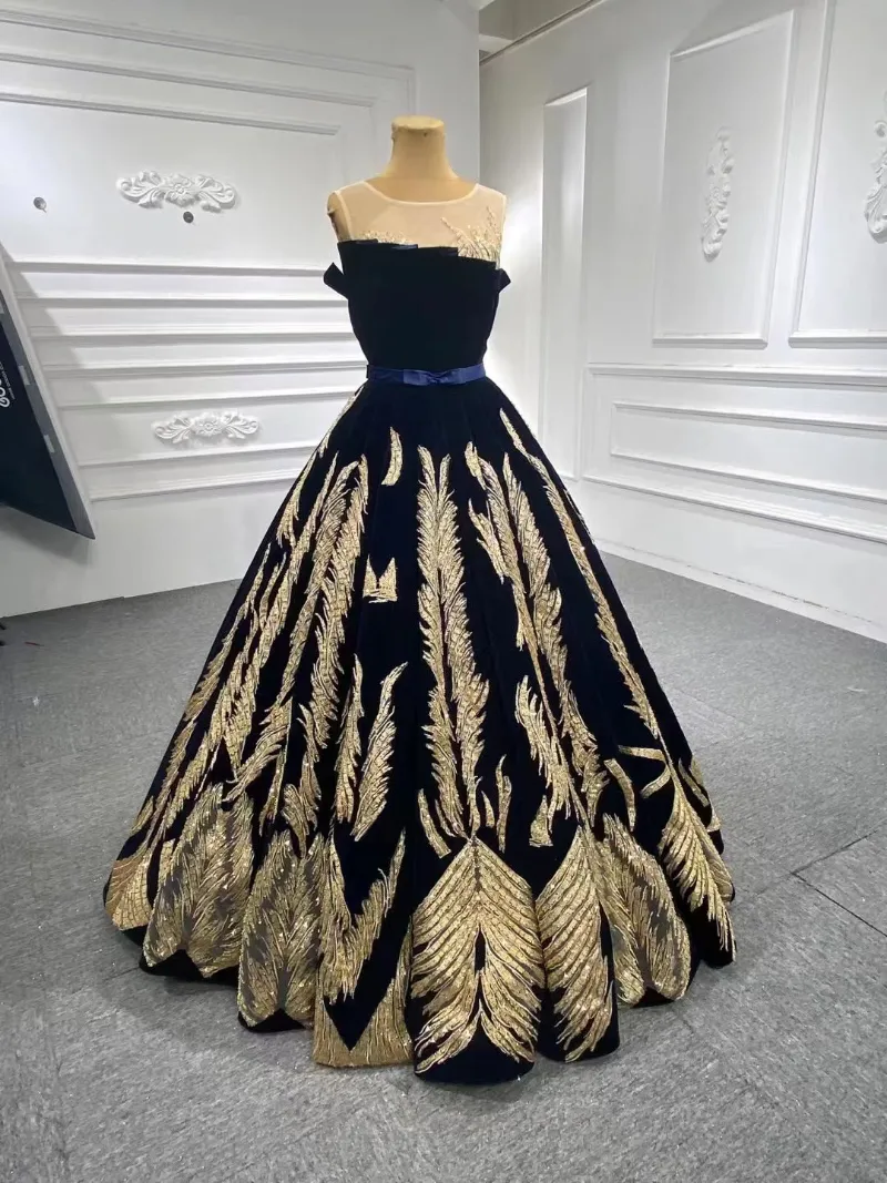 Selinadress A-line Ball Gowns Prom Dress Dark Navy Long Formal Dress Evening Gowns RSM66741 dark navy beaded velvet gown
