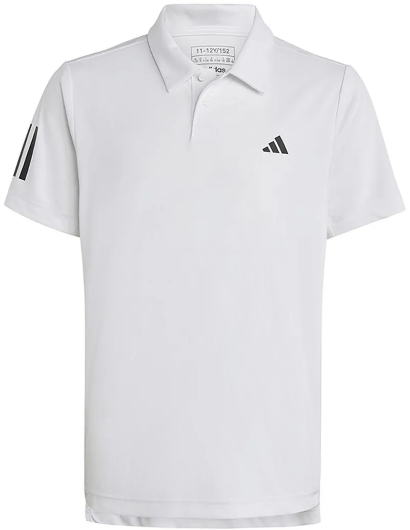 Do It Tennis Adidas Boys Club 3-Stripes Tennis Polo (White) front view of boys polo