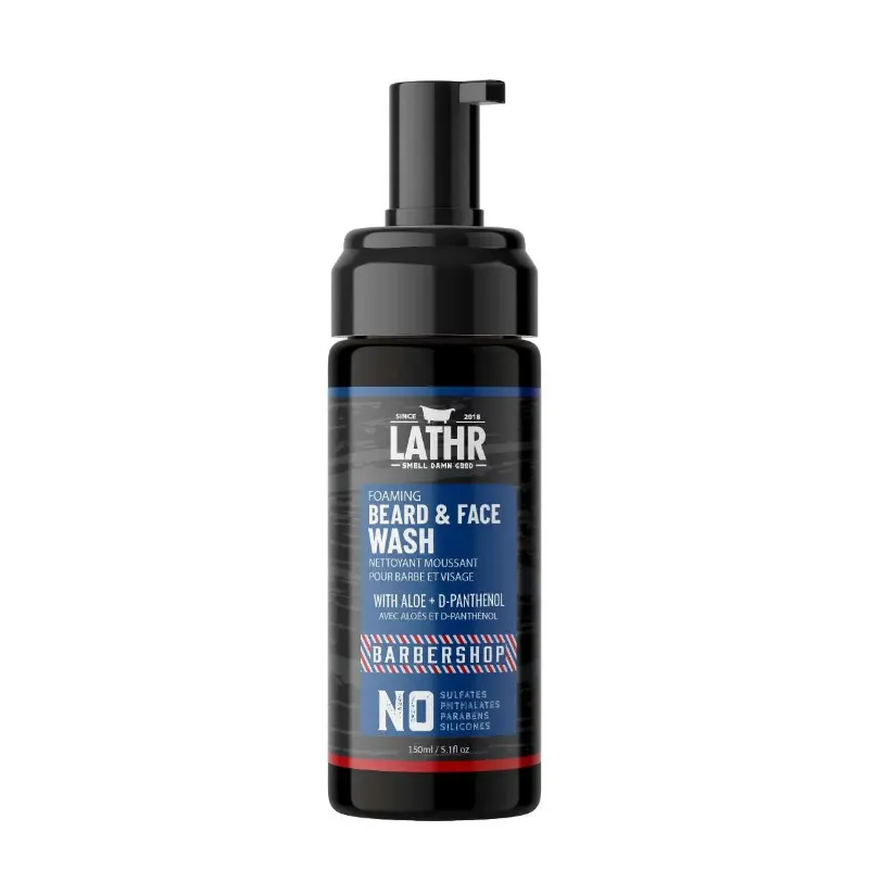 LATHR Beard Wash bottle with foaming cleanser for beard and face