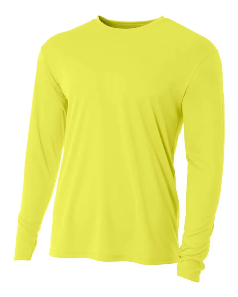 Do It Tennis A4 Men's Performance Long Sleeve Crew Safety Yellow tennis shirt