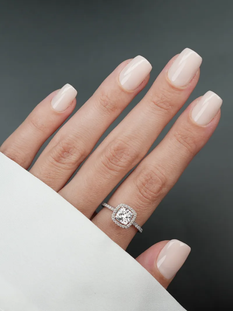 Roxy Nails Paris Basic nude extra short square nails in very light rosy nude shade