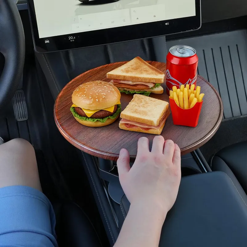Tesstudio 360° Rotating Cup Holder Tray Organizer for Car Center Console with dual cup and phone storage