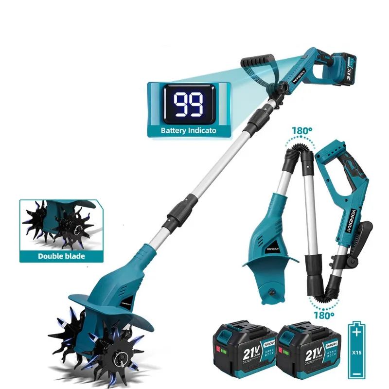 NewBeny 8 Inch Dual-Blade Cordless Cultivator with foldable design
