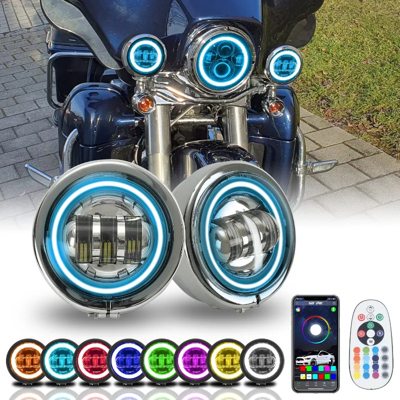 Sunpie 4.5 inch RGBW LED Passing Lights Fog Lights For Harley-Davidson with app control