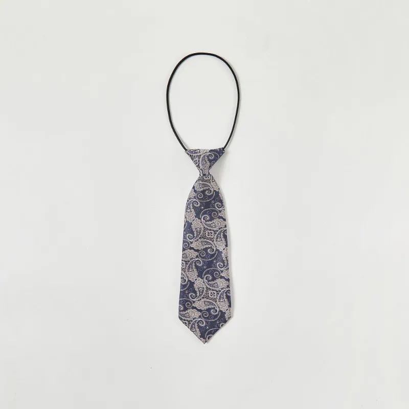 Wehilion Boys Navy Paisley Tie pre-tied clip-on necktie