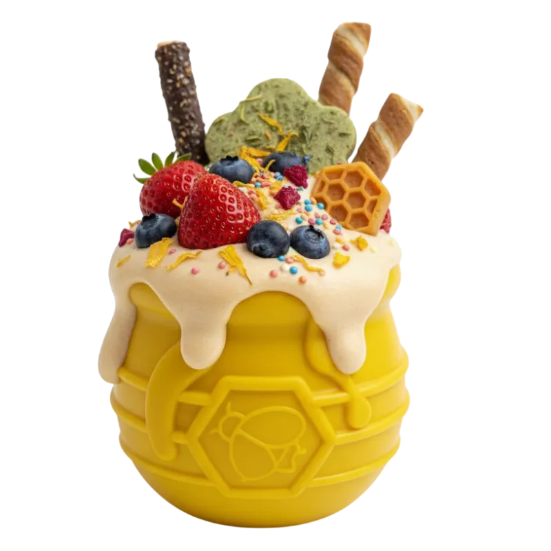 Soda Pup Honey Pot Dog eCup Treat Dispenser - Durable PUP-X Rubber Enrichment Toy | USA Made