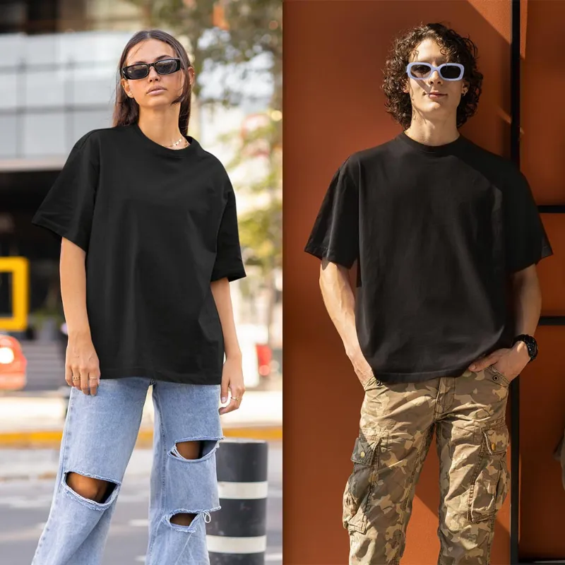 The Banyan Tee US Black Oversized T shirt, black oversized tee displayed flat