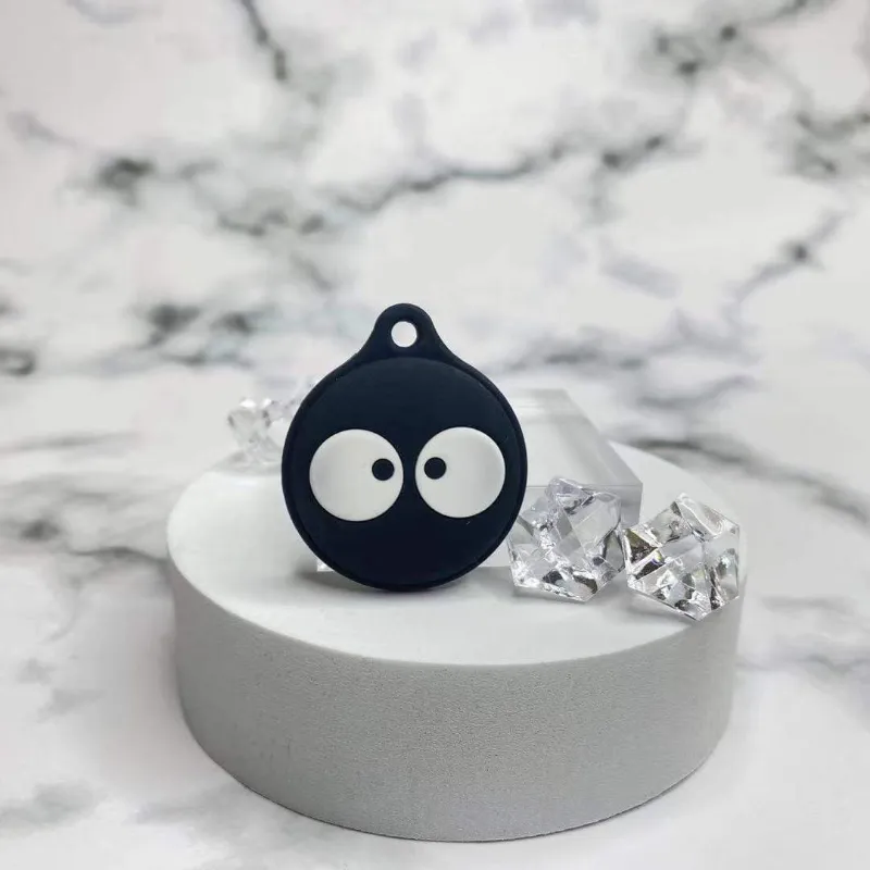 Techypop Fairydust Susuwatari Silicone Designer AirTag Case, dark case with glitter or sparkle effect