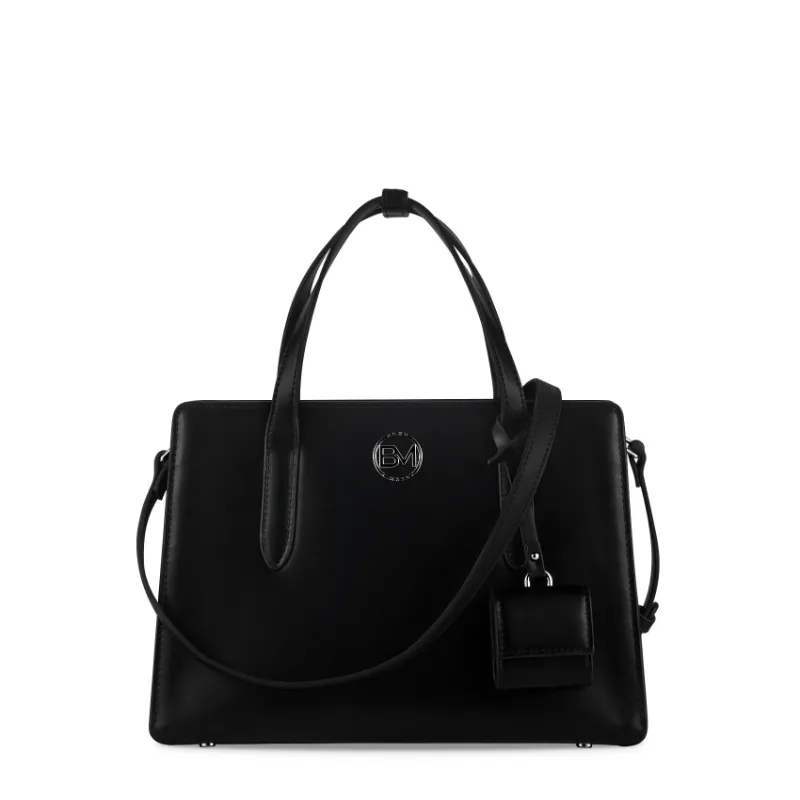 Bond & Mason The Fiorenza Handbag (Black) showing a black vegan leather handbag