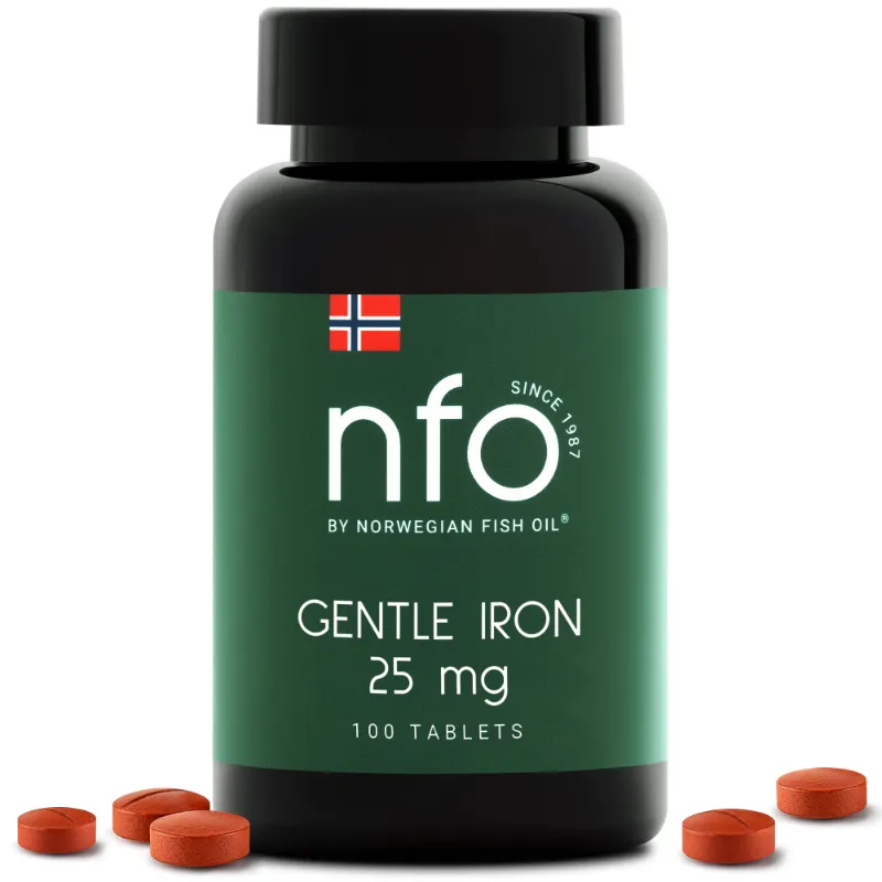 NFO Gentle Iron supplement capsule bottle
