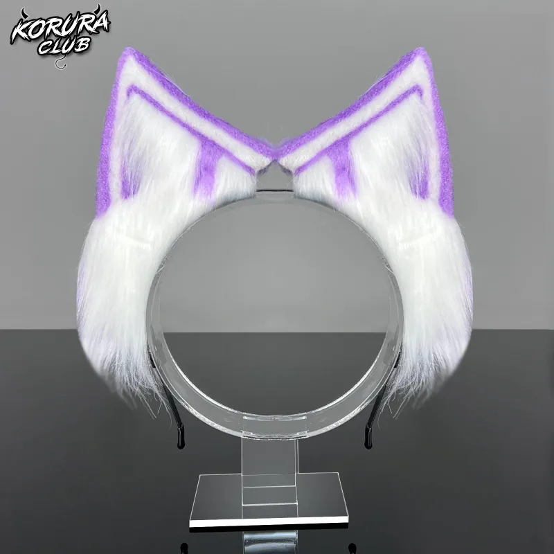 Koruraclub Cosplay Furry Cat Ear Headband KH31 white purple accessory
