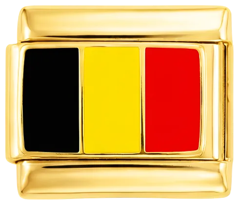 Charms Official Belgium on Gold charm featuring national flag in gold tone