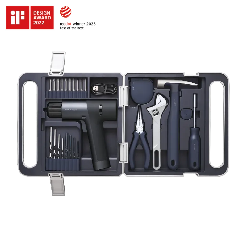 HOTO 12V Brushless Drill Tool Set, cordless drill with compact design and included accessories