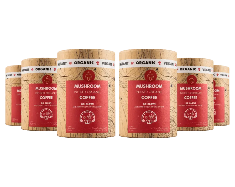 Mushroom Cups 6 pack Go Glow bundle with Chaga and Chanterelle mushroom coffee