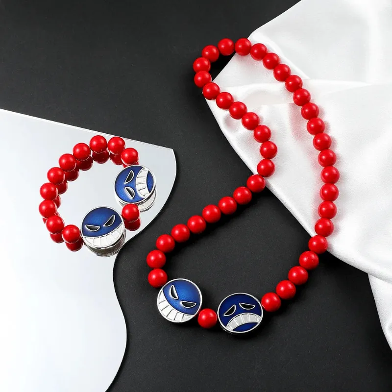 Animeancy Ace Bracelet red beads with character charm detail