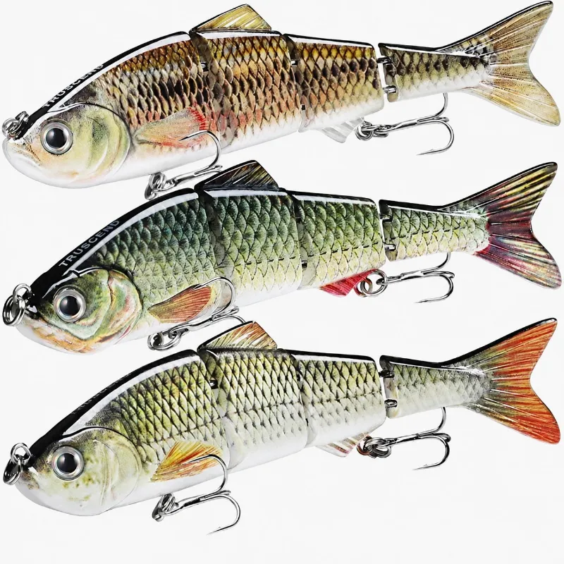 Truscend Fishing 4 Segment Metal Jointed Swimbait fishing lure with segmented body and treble hooks