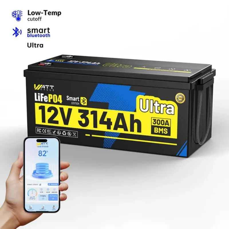 WattCycle 12V 314Ah Ultra Bluetooth LiFePO4 Battery with 300A BMS for high-power applications