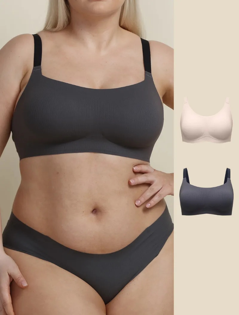 Comfelie Airlite Breathable Wireless Bra with Vertical Stripes two pack set