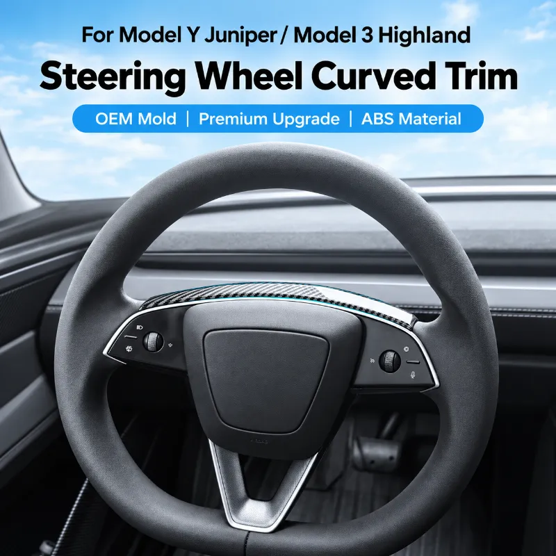 Tesstudio ABS Curved Steering Wheel Trim for Tesla Model 3 Highland and Model Y Juniper