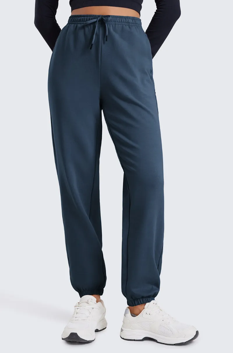 Essenther Global Cotton Fleece Joggers with Pockets 28" in relaxed loose fit with drawstring waist