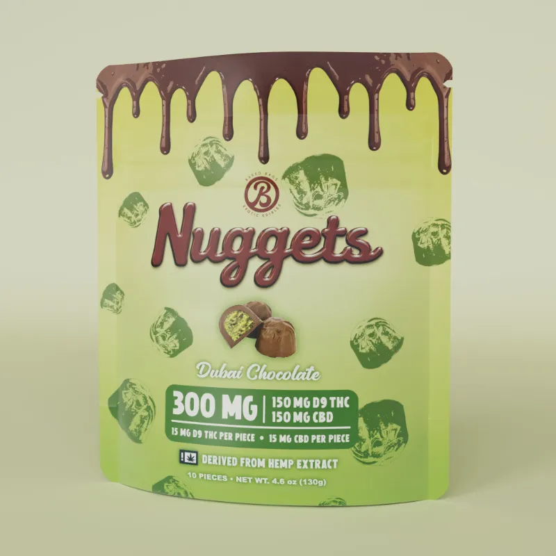 Baked Bags Dubai Chocolate Nuggets with pistachio center and milk chocolate coating