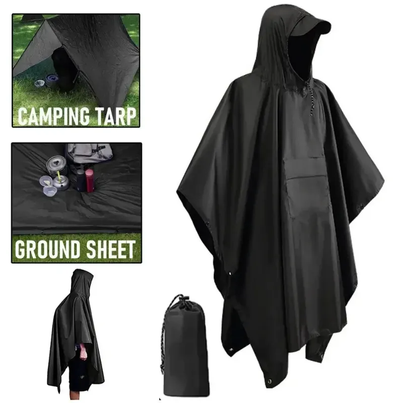 Kicklo 3 In 1 Outdoor Military Raincoat waterproof poncho in olive green