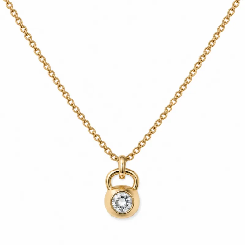 Sleek Fit Jewelry APOLLO NECKLACE - GOLD, a thin gold curb chain necklace with a Swarovski crystal finish on a plain background