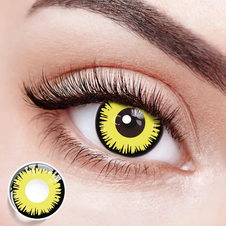EYESFAV Azure Abyssal Gaze contact lenses in yellow showing the lens design and color